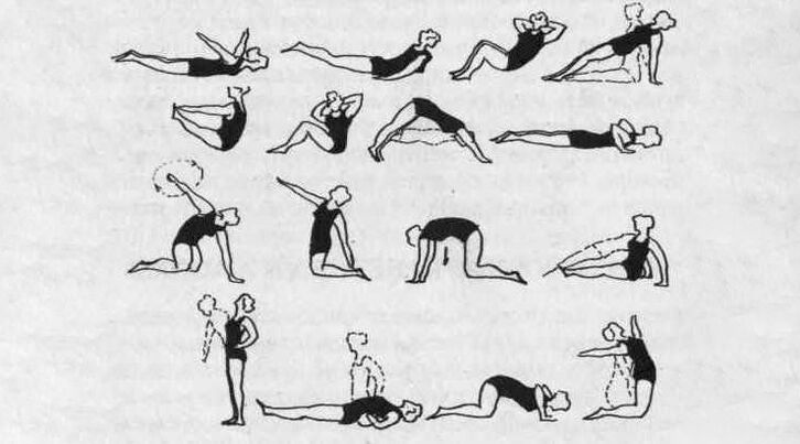 Exercise therapy complex na tumutulong na mapawi ang paninigas ng kalamnan tissue sa thoracic osteochondrosis